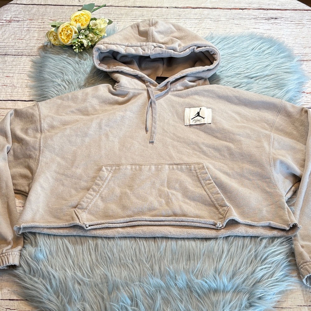Nike Air Jordan Loose Fit Essentials Fleece Hoodie Grey Sz S